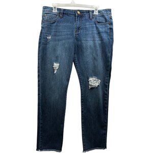 Kut From The Kloth Distressed Boyfriend Jeans 10P Medium Wash Denim